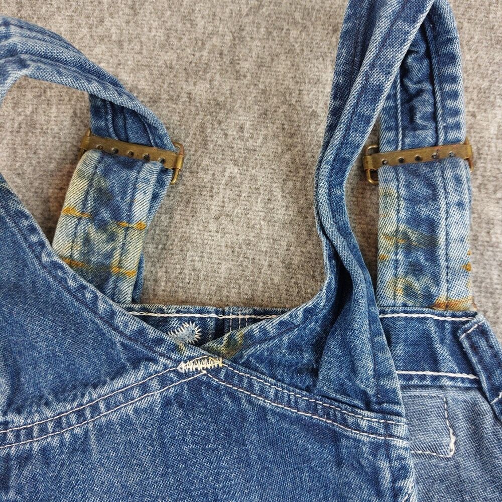 Carhartt Jean Bib Overalls Mens 32x28 (Fit 33x28) Blue Denim Work Wear R07-DST - Picture 2 of 8